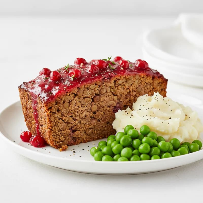 Vegan Lingonberry-glazed Meatloaf